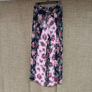 Floral Wide-Leg Wrap Around Pants
